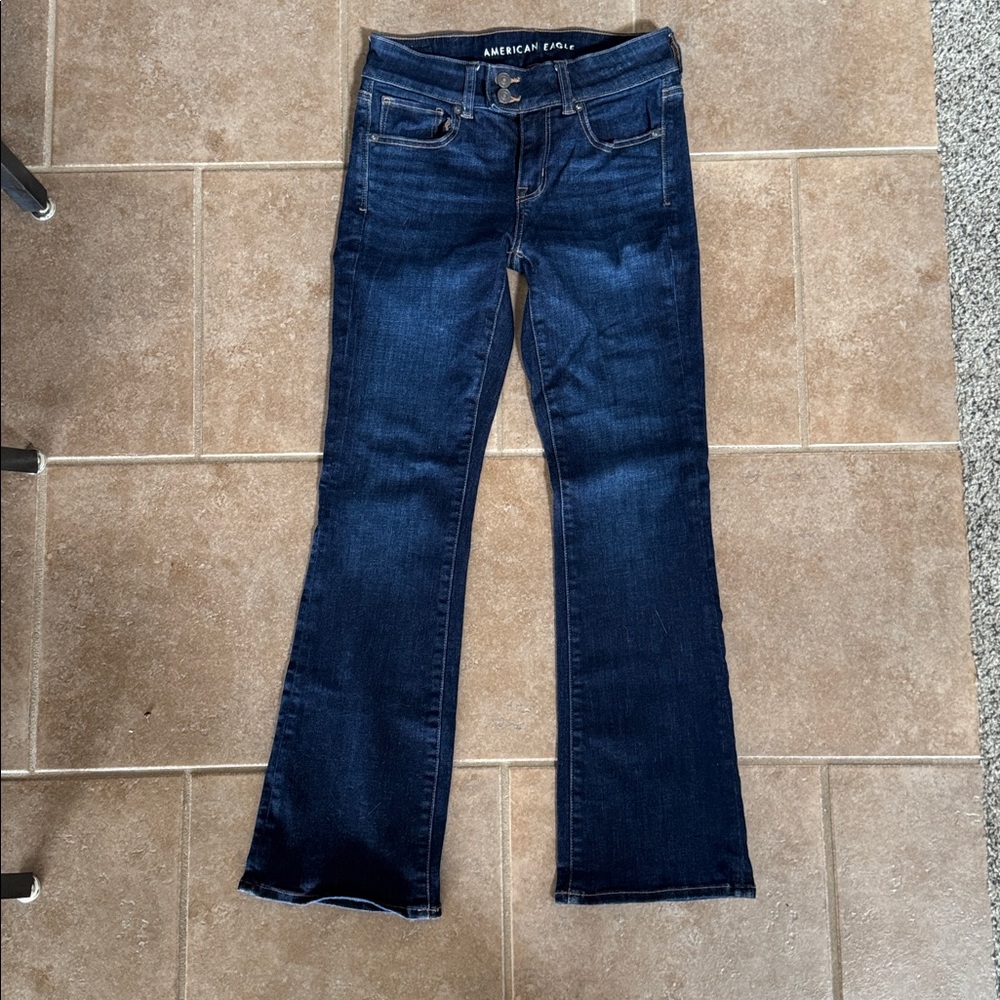 American Eagle Dark Blue Boot Cut Jeans Size 4 Short